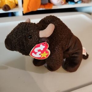 Ty Brown Stuffed Bison Plush Toy